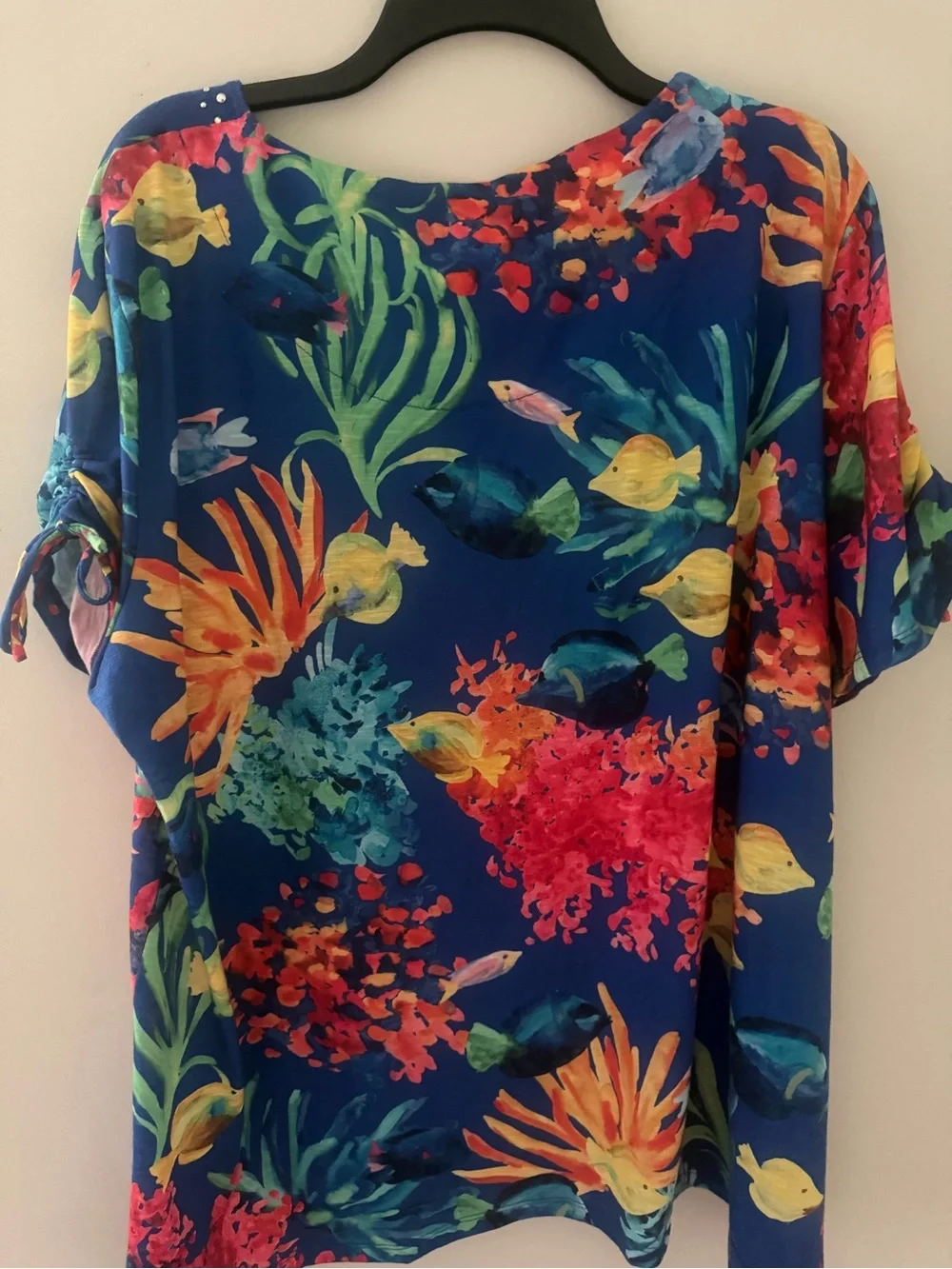 Alfred Dunner Royal Blue Tropical Fish Reef Embellished Top Size 1X - Picture 12 of 12